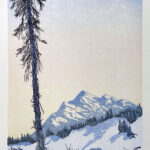 Read more about the article Tall Pine linocut – transparent washes and sketchy lines